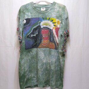 The Mountain XL T-shirt Fishinghawk Design Native American Tennessee River Gold